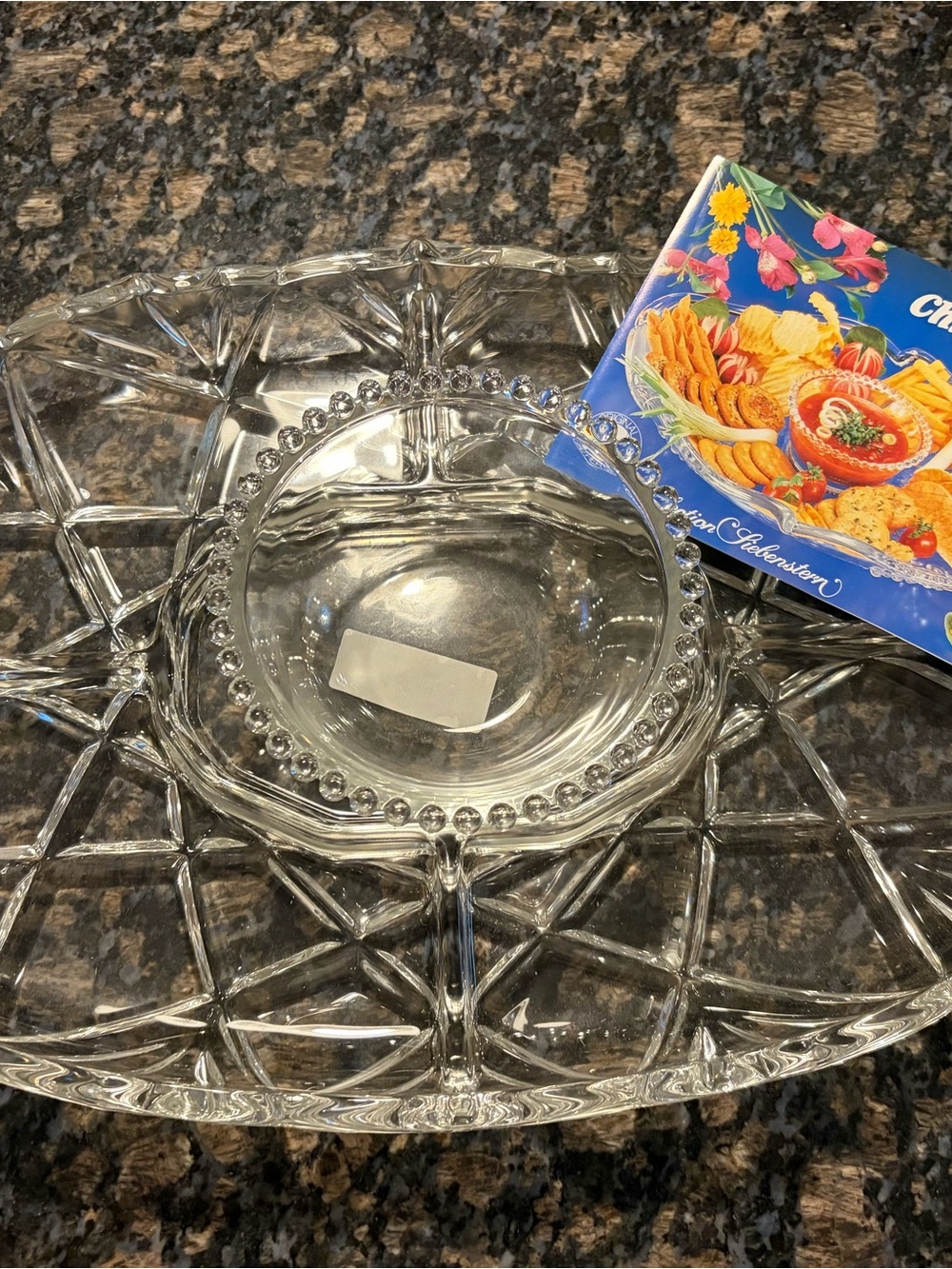 Mikasa Rickborough Glass Divided chip and dip Platter- Clear